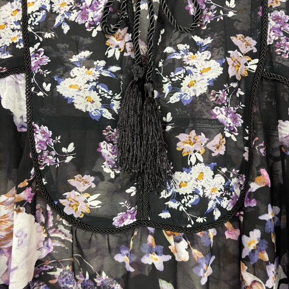 I Jeans by Buffalo Black Sheer Floral Blouse XL Bohemian Whimsigoth - Picture 6 of 13